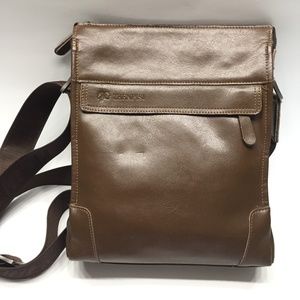 Zhenpisi Brown Leather Murse Crossbody Bag